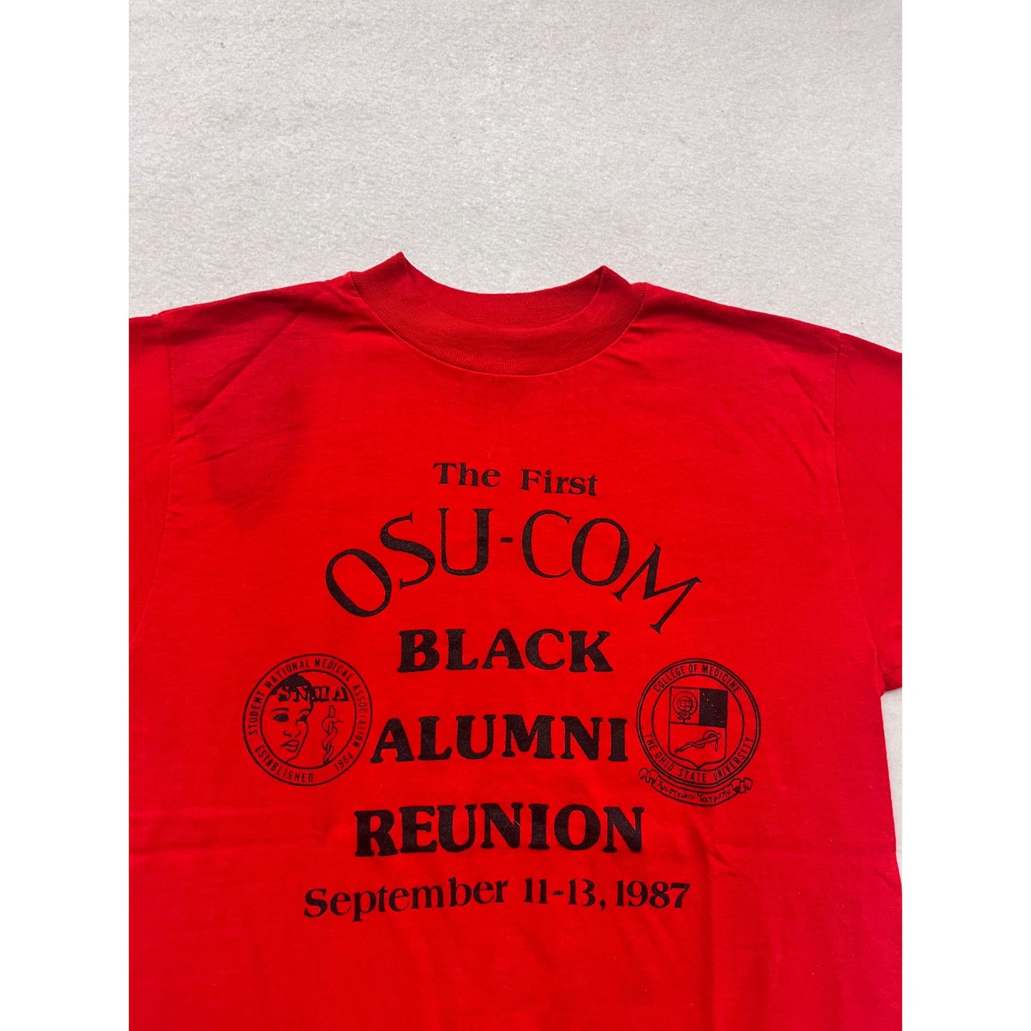 Vintage OSU-COM Black Alumni Reunion T-Shirt Large 1987 Red #557A