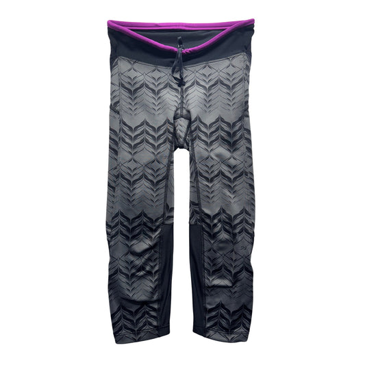 Pearl Izumi Running Capri Leggings Small Black Gray Patterned Purple Trim #9917