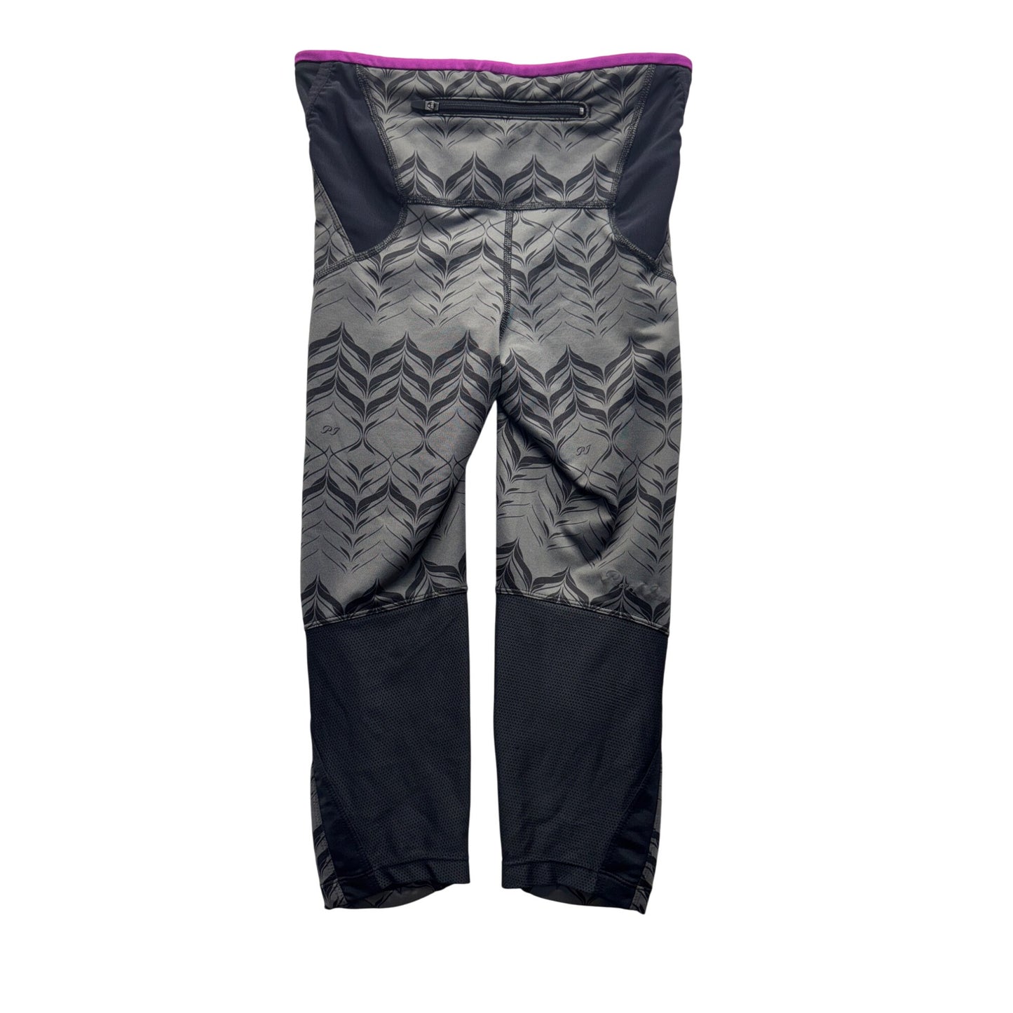 Pearl Izumi Running Capri Leggings Small Black Gray Patterned Purple Trim #9917
