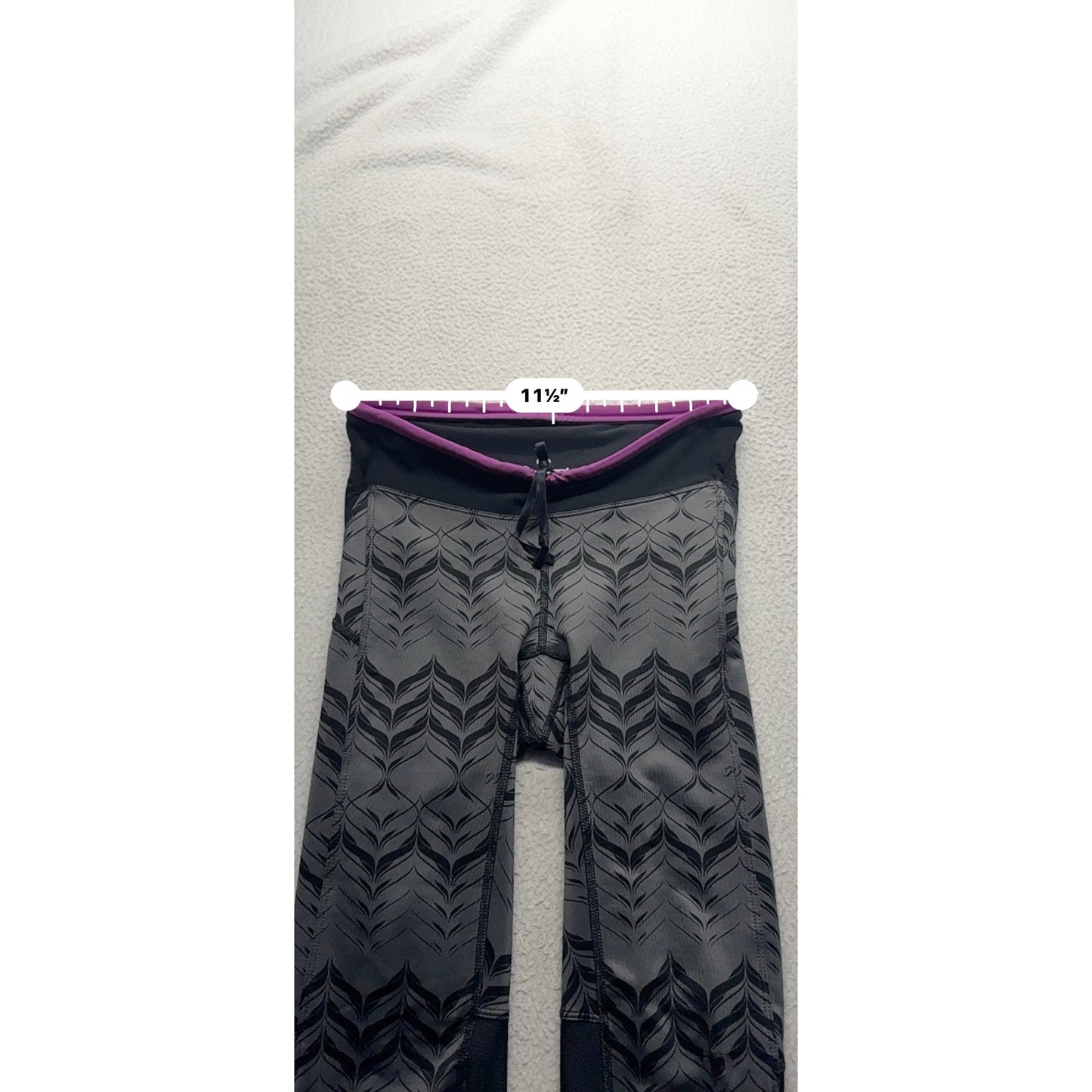 Pearl Izumi Running Capri Leggings Small Black Gray Patterned Purple Trim #9917