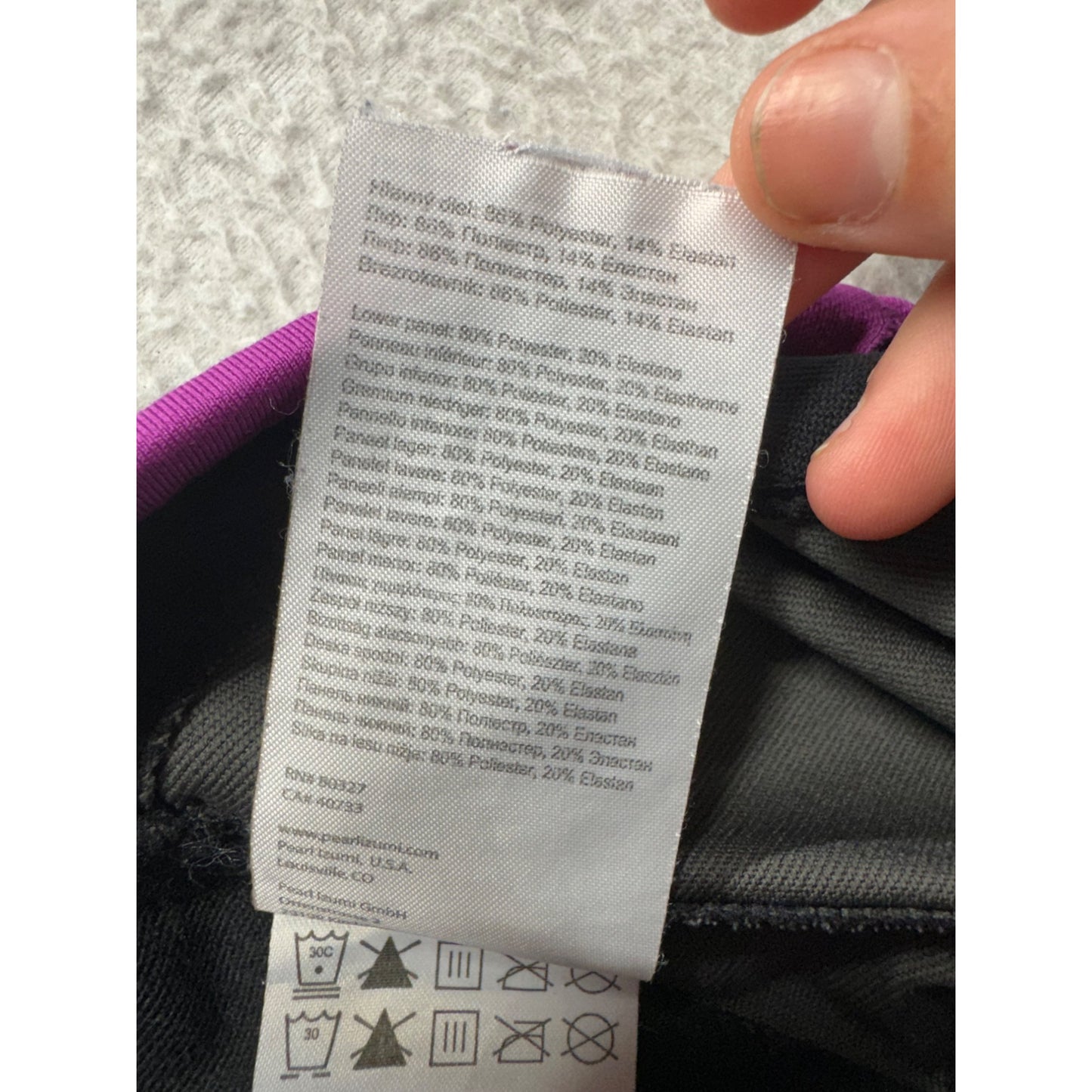 Pearl Izumi Running Capri Leggings Small Black Gray Patterned Purple Trim #9917