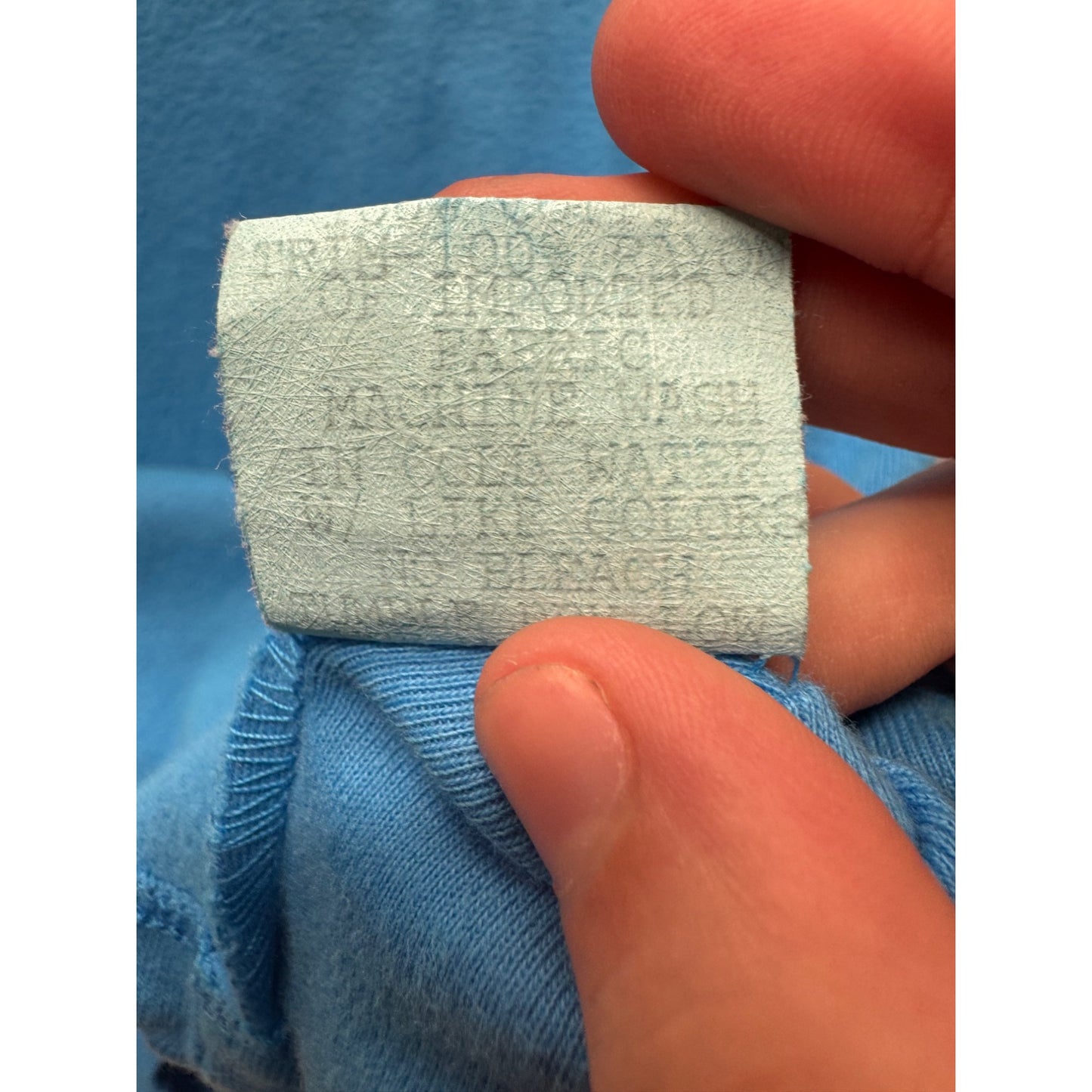 Pictures Blue Ruffle Trim Neckline 3/4 Sleeve Top Shirt M 82B