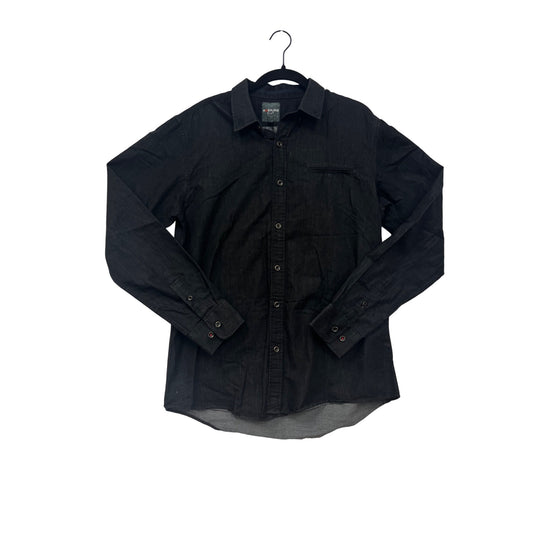 Moshuma Mens Black Long Sleeve Button-Up Shirt L #9297