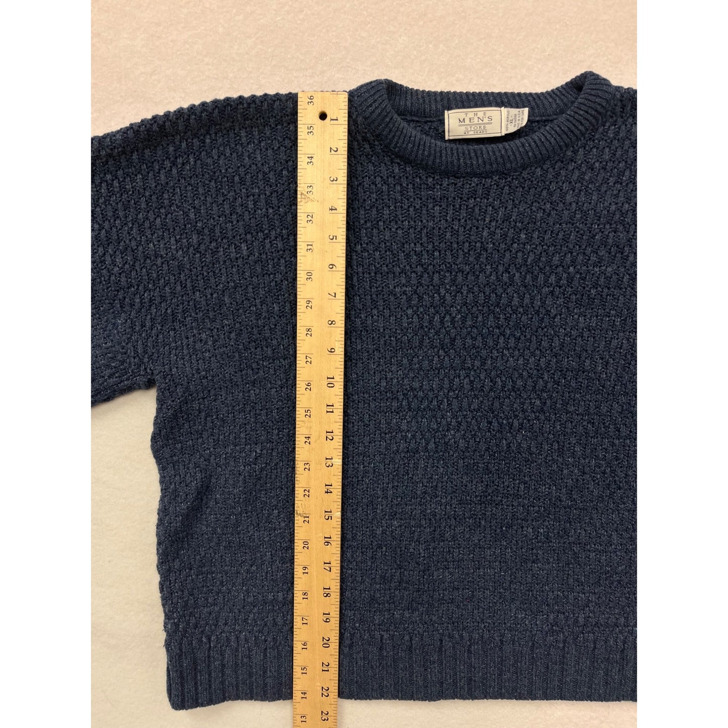 Vintage 1990s Mens XL Navy Textured Sweater By “The Mens Store” #6534