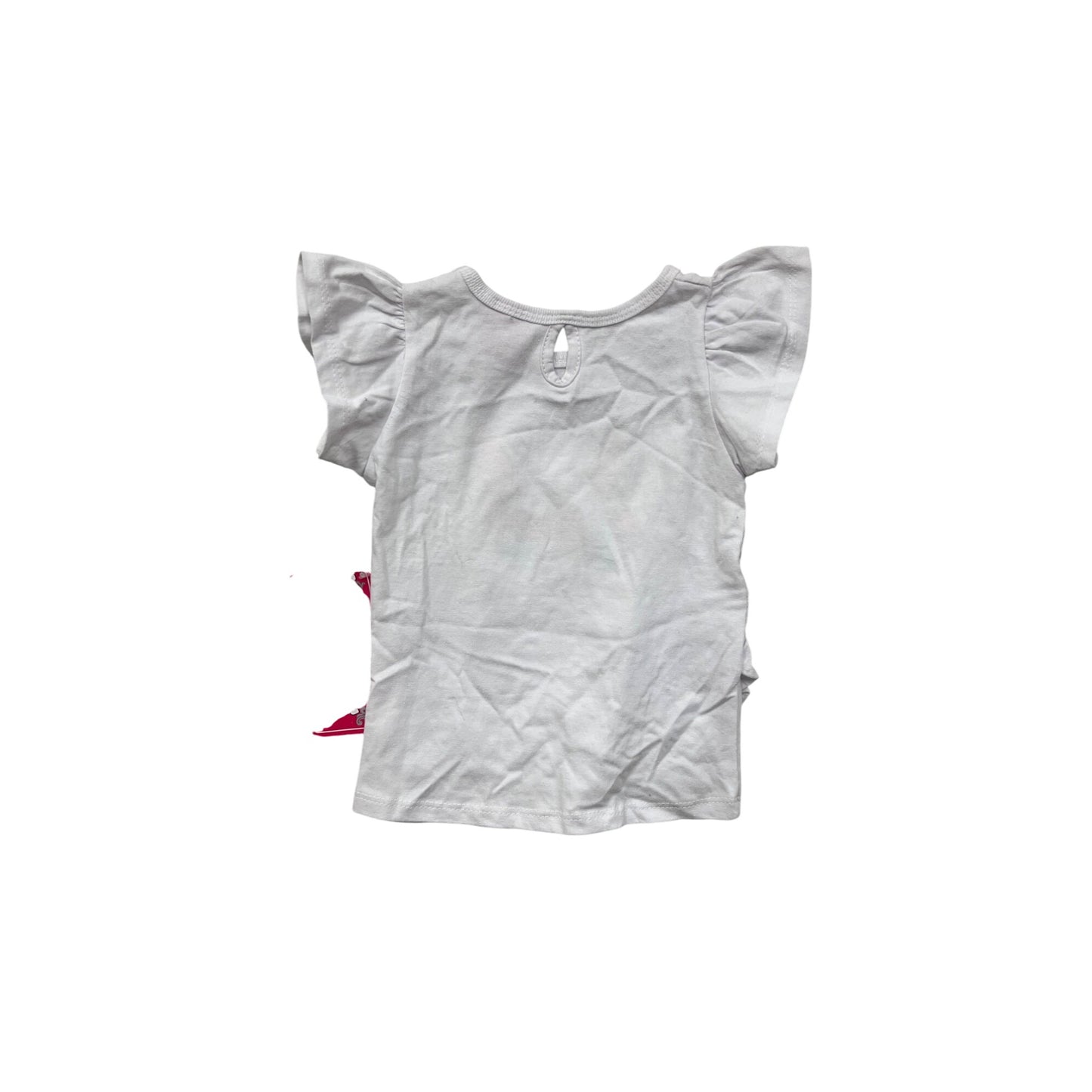 Baby Girl White Bunny Graphic T-Shirt With Ruffle Sleeves 12M #8159