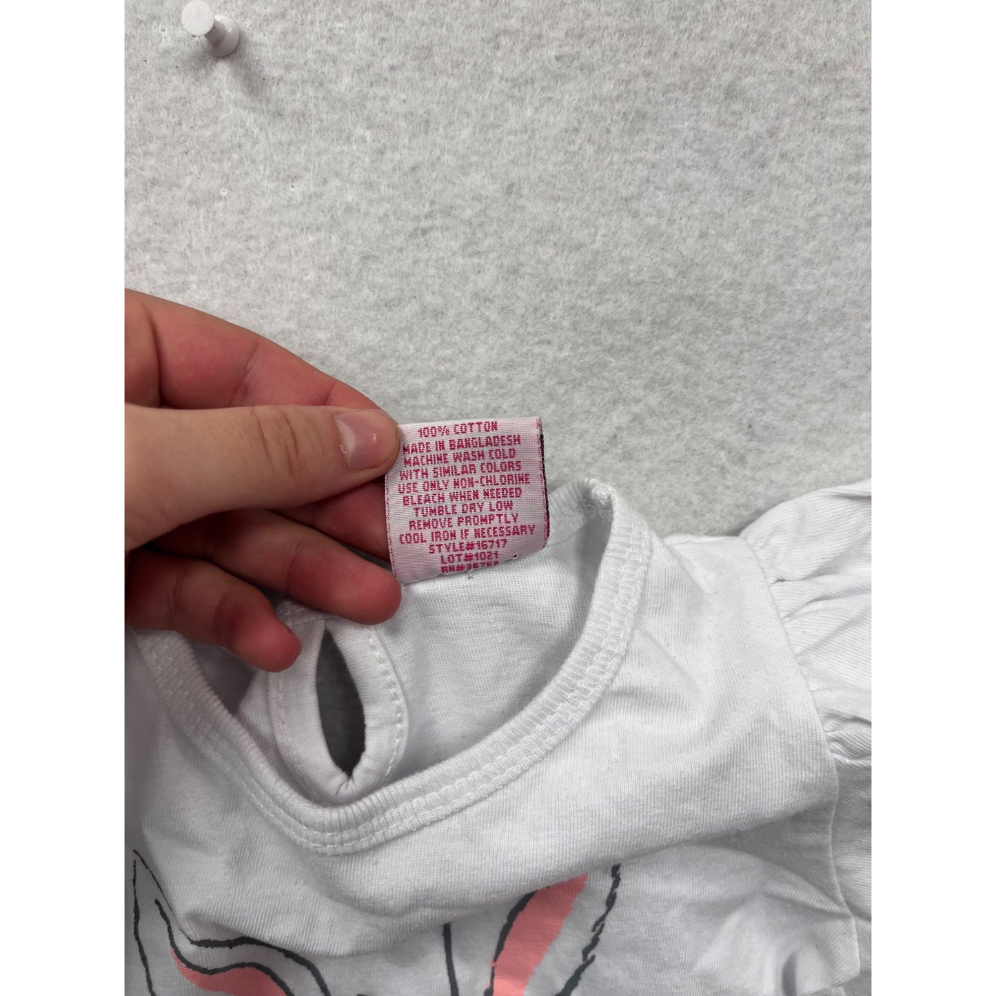 Baby Girl White Bunny Graphic T-Shirt With Ruffle Sleeves 12M #8159