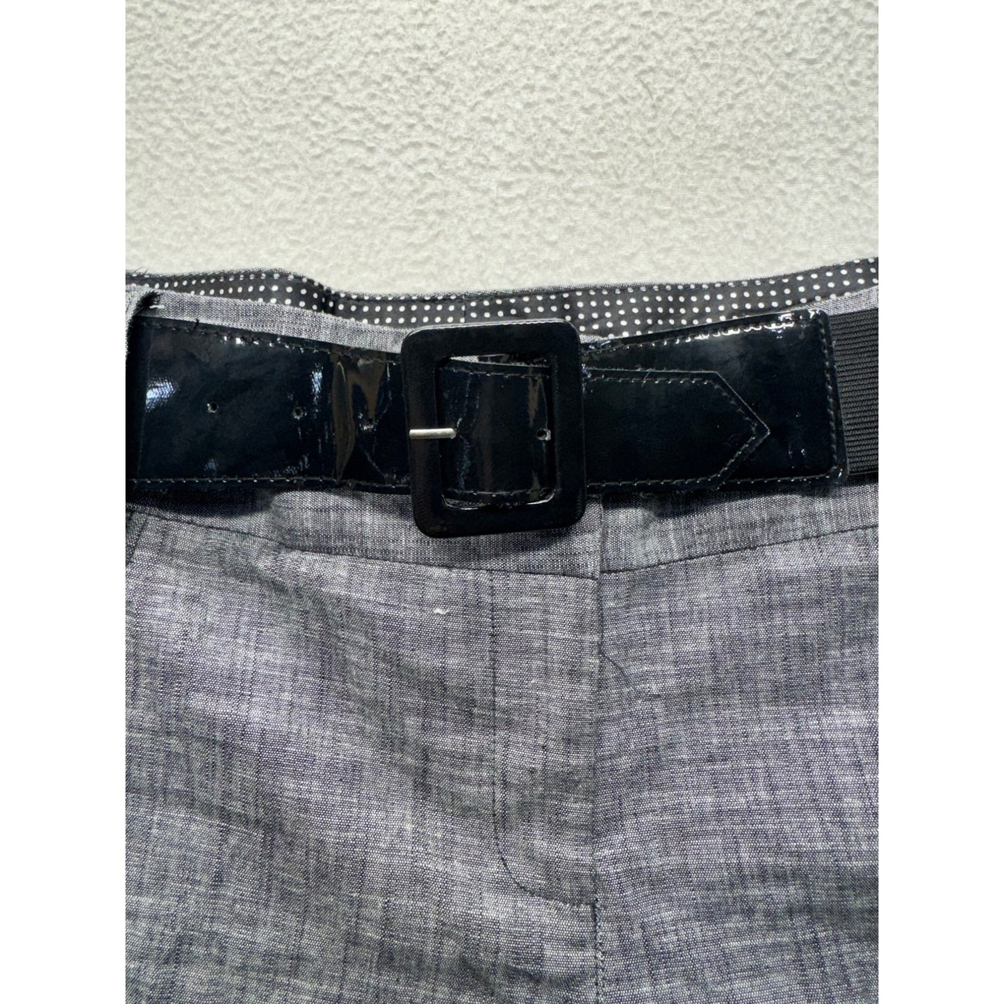 Maurices Gray Bermuda Shorts Size 15/16 Black Belt Cotton/Spandex Blend 457B