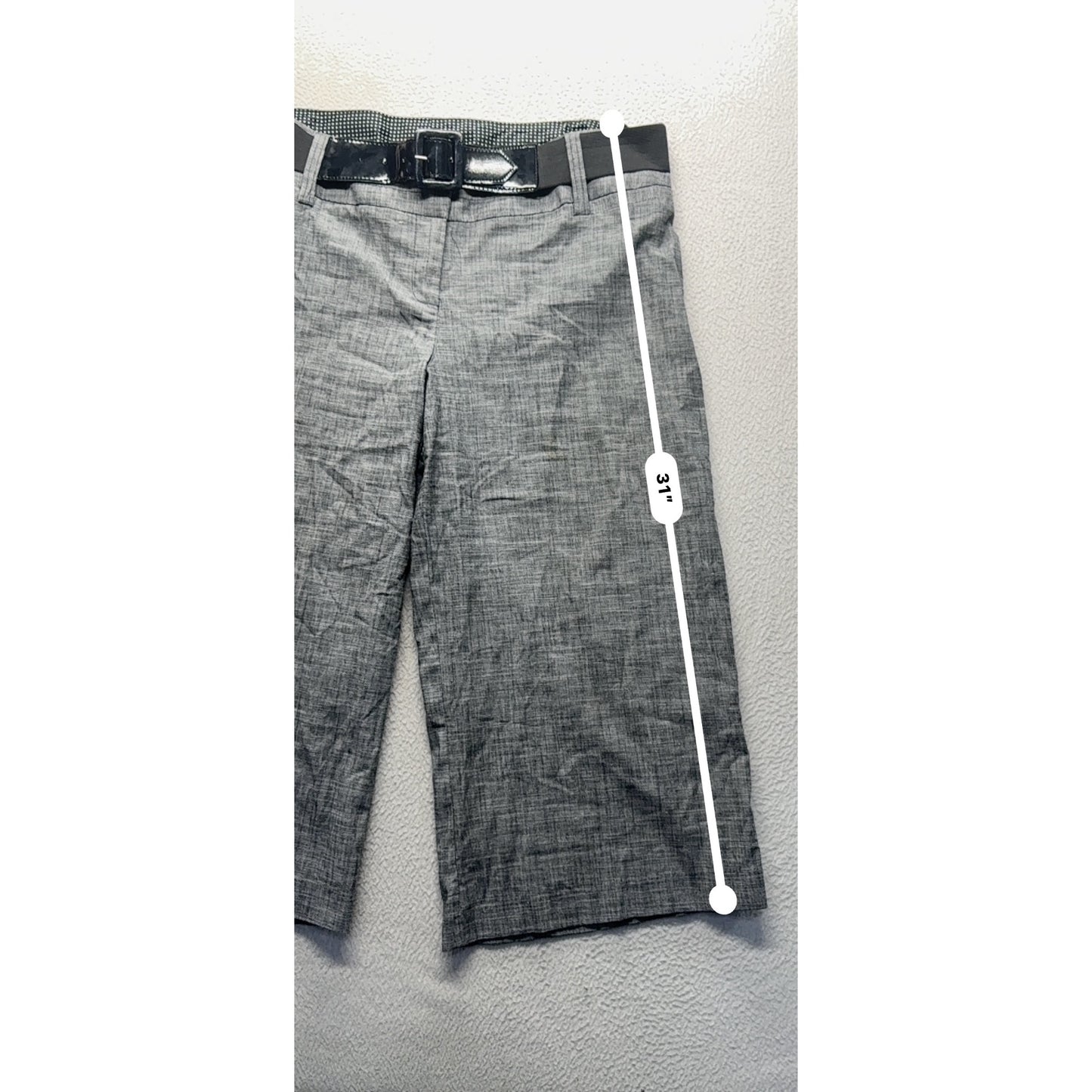 Maurices Gray Bermuda Shorts Size 15/16 Black Belt Cotton/Spandex Blend 457B