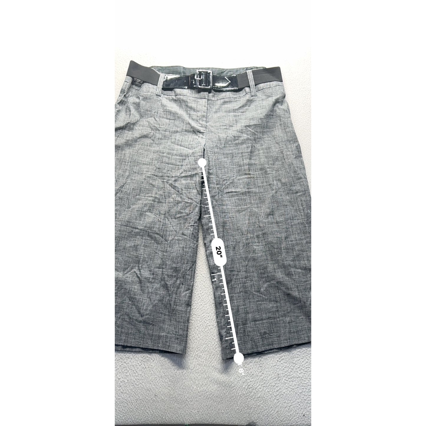 Maurices Gray Bermuda Shorts Size 15/16 Black Belt Cotton/Spandex Blend 457B