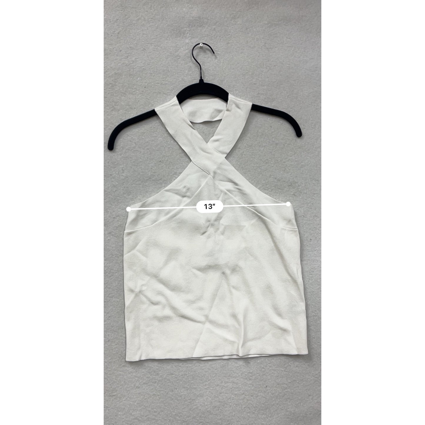 Womens White Cross-Back Halter Knit Top By 525 - Size M #6782