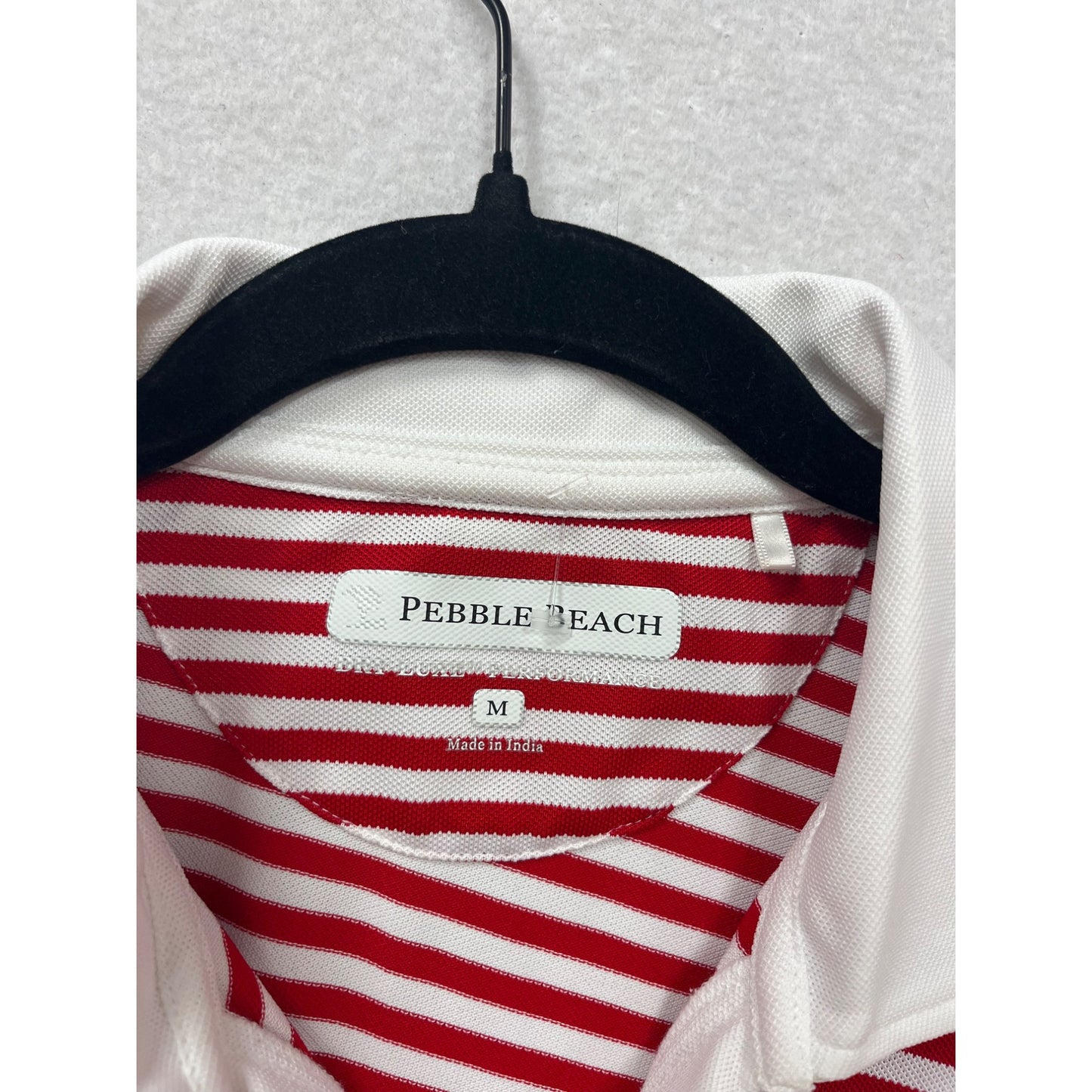 Pebble Beach Red & White Striped Sleeveless Polo Shirt M #337A