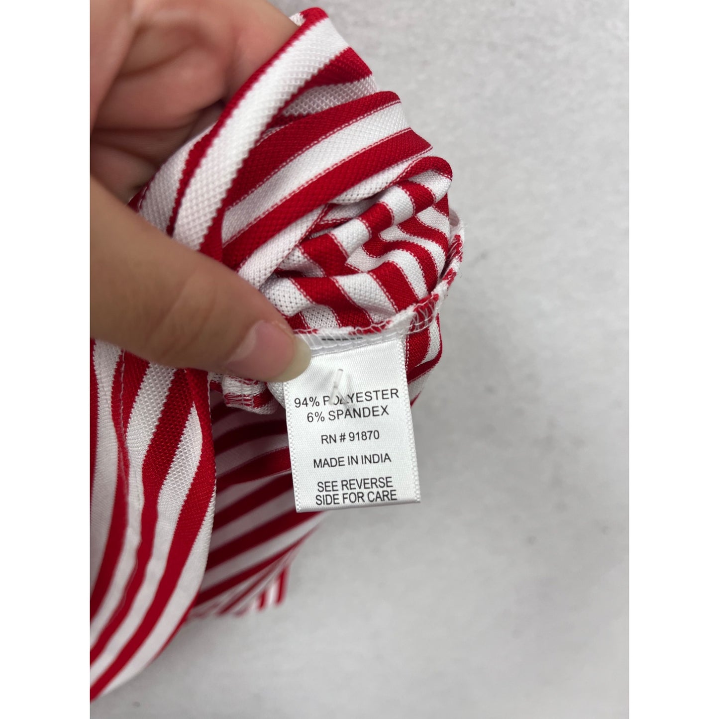 Pebble Beach Red & White Striped Sleeveless Polo Shirt M #337A
