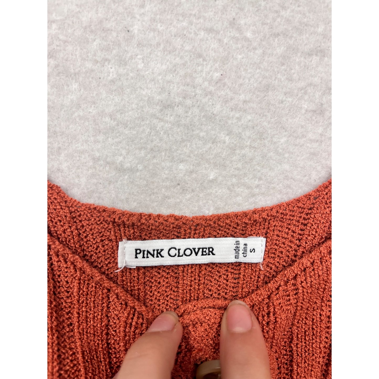 Pink Clover Ribbed Knit Button-Front Tank Top S #543A