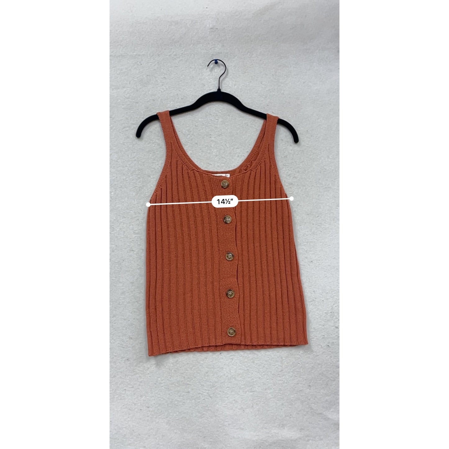 Pink Clover Ribbed Knit Button-Front Tank Top S #543A