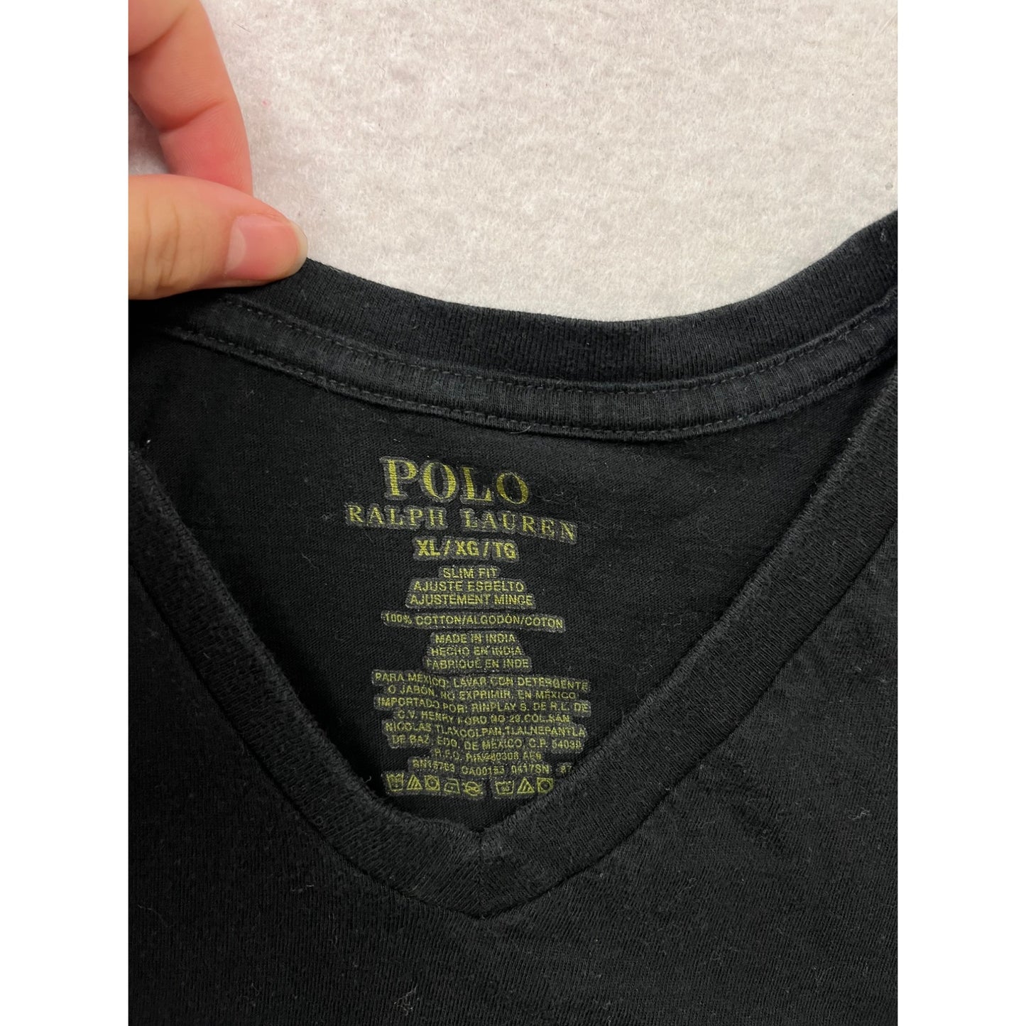 Ralph Lauren Polo Black V-Neck T-Shirt XL #559A