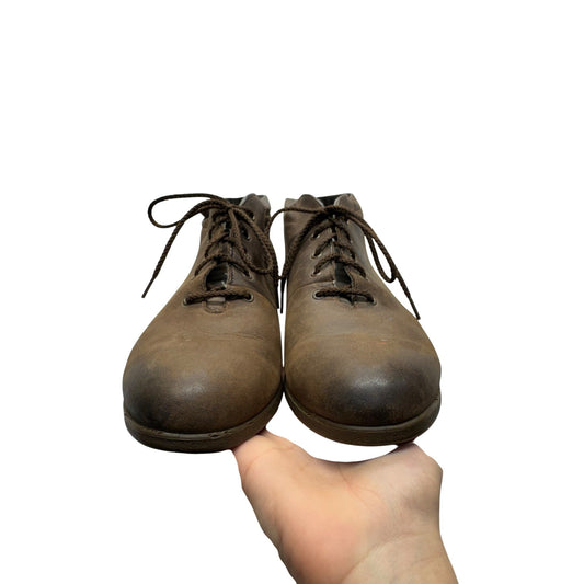Soft Spots Brown Leather Lace-Up Ankle Shoes Non-Slip Soles Size 5 #9452