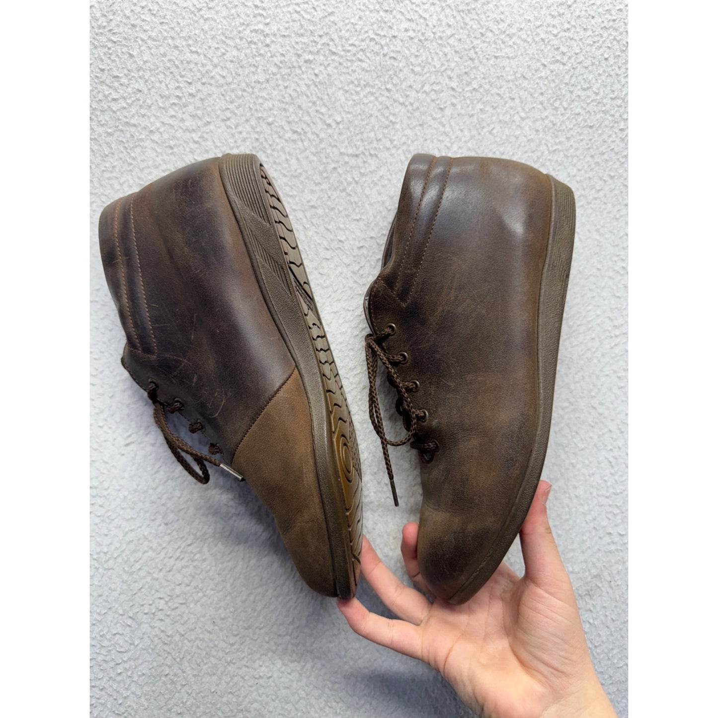 Soft Spots Brown Leather Lace-Up Ankle Shoes Non-Slip Soles Size 5 #9452