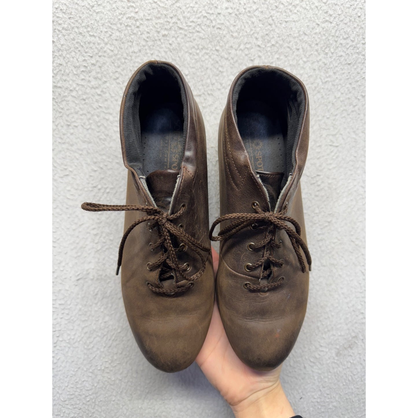 Soft Spots Brown Leather Lace-Up Ankle Shoes Non-Slip Soles Size 5 #9452