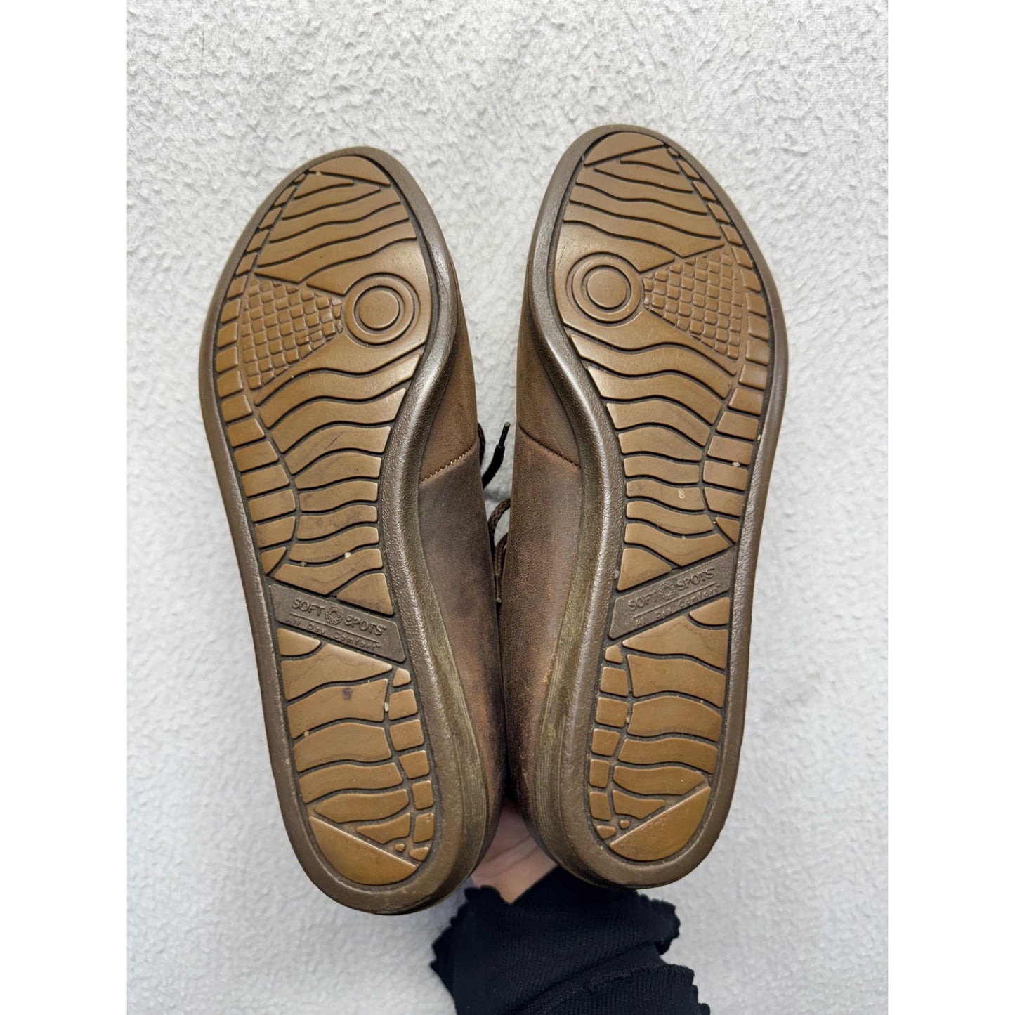 Soft Spots Brown Leather Lace-Up Ankle Shoes Non-Slip Soles Size 5 #9452