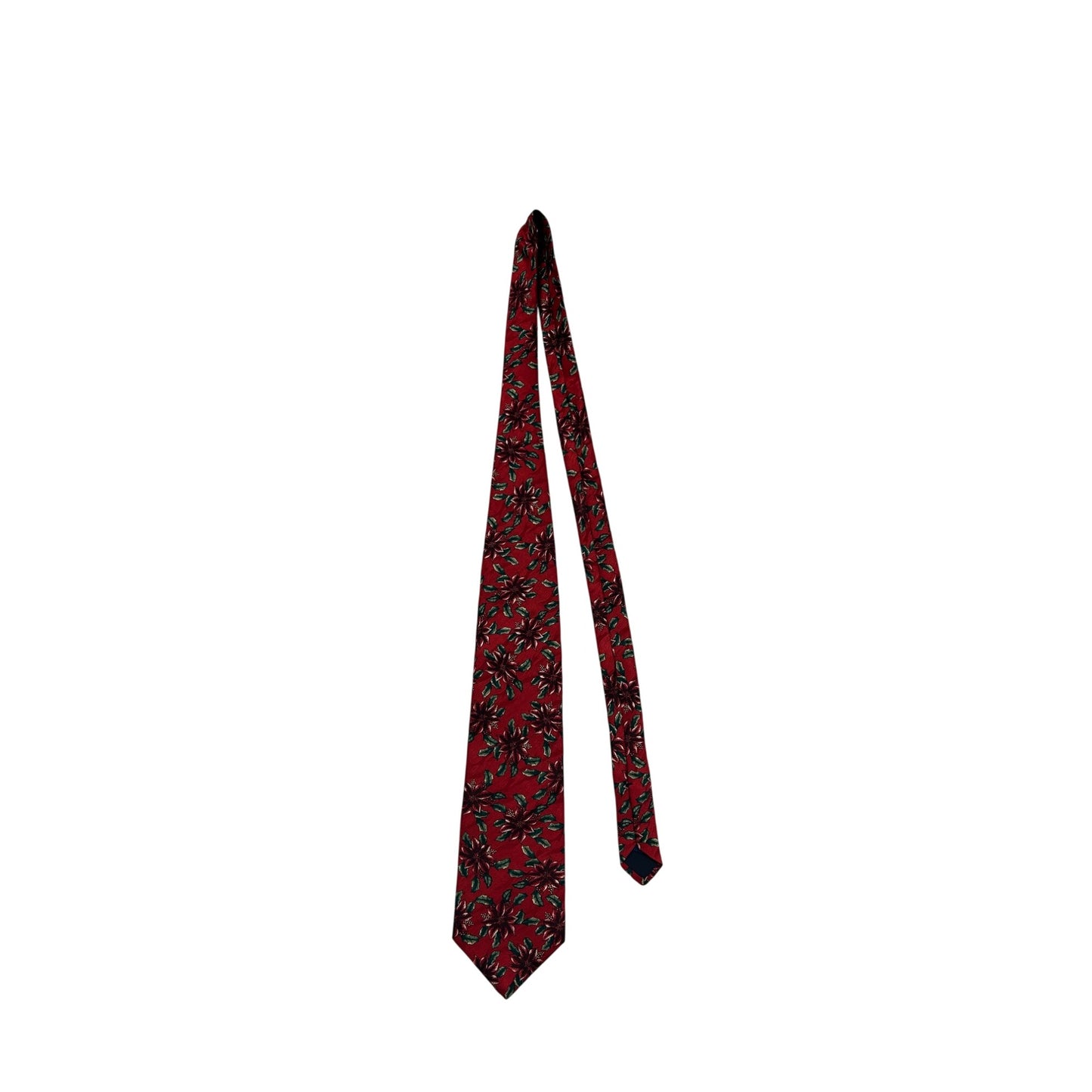 Eagle Red Christmas Poinsettia Patterned Mens Silk Tie #265A