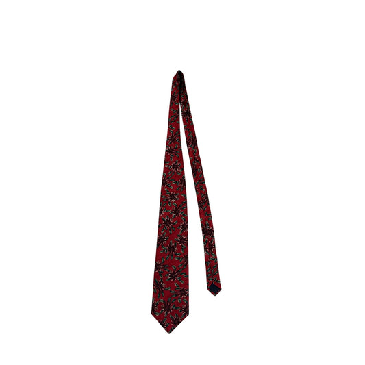 Eagle Red Christmas Poinsettia Patterned Mens Silk Tie #265A