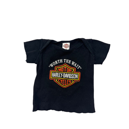 Harley-Davidson Baby Shirt Black 12M "Worth The Wait" Logo 100% Cotton #6881