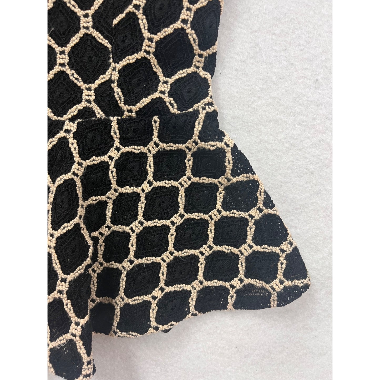 Black & Beige Crochet Peplum Top By Alt.B Womens S #6834