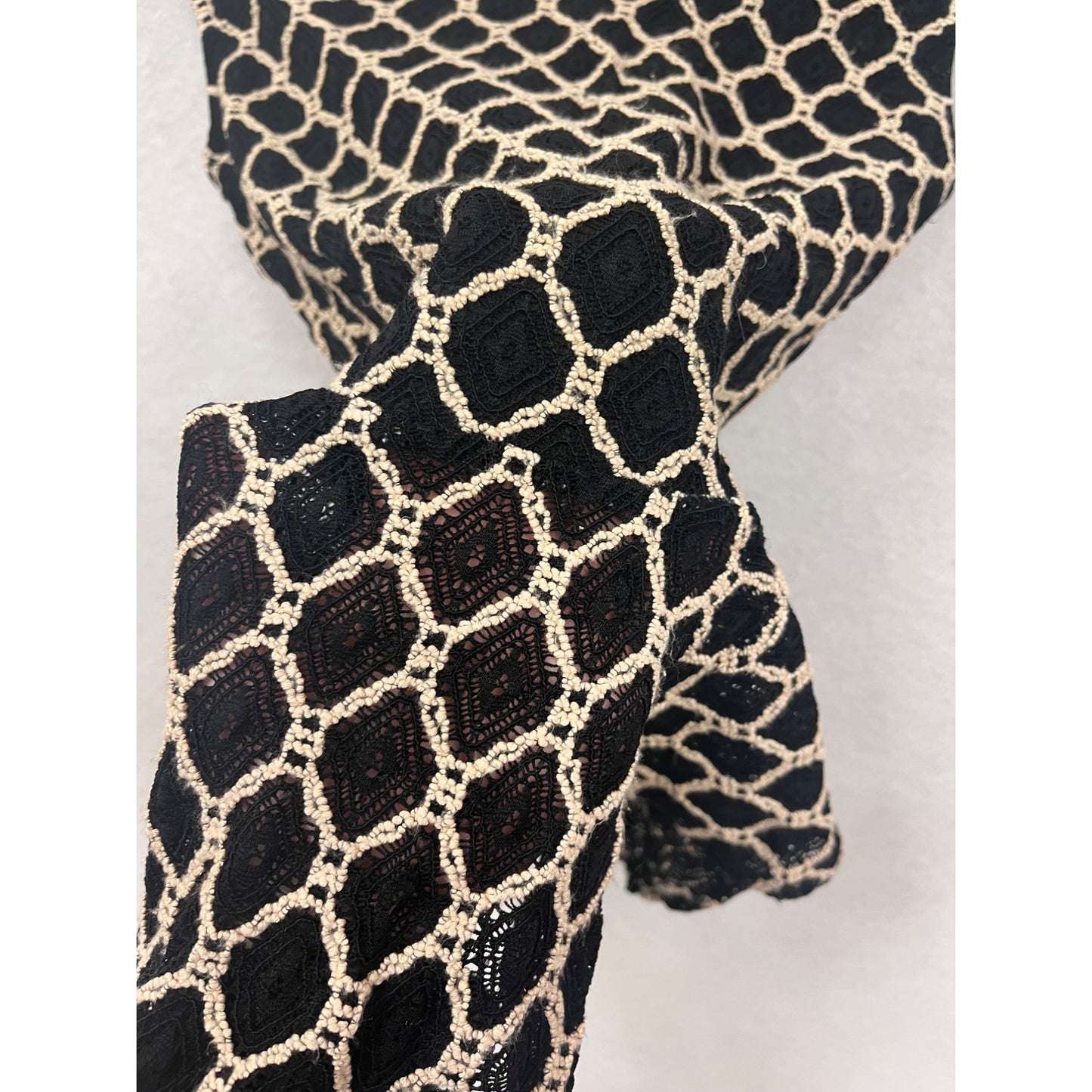 Black & Beige Crochet Peplum Top By Alt.B Womens S #6834