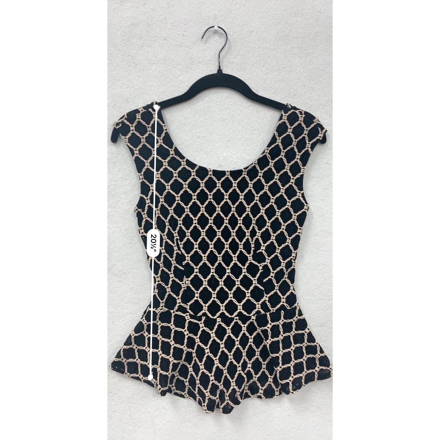 Black & Beige Crochet Peplum Top By Alt.B Womens S #6834