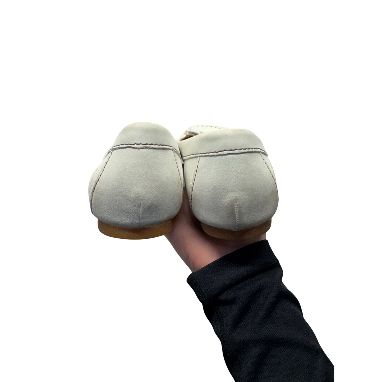 Born White Leather Loafers With Bow Detail & Floral Insoles Size 8 #9409