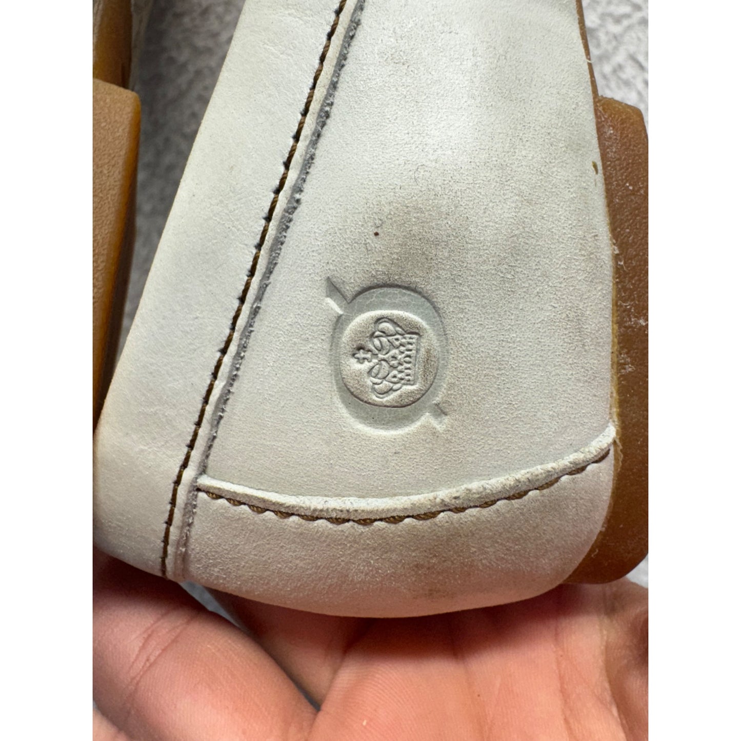 Born White Leather Loafers With Bow Detail & Floral Insoles Size 8 #9409