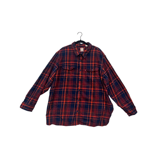 Levis XXL Relaxed Fit Flannel Shirt Red & Navy Plaid #205A