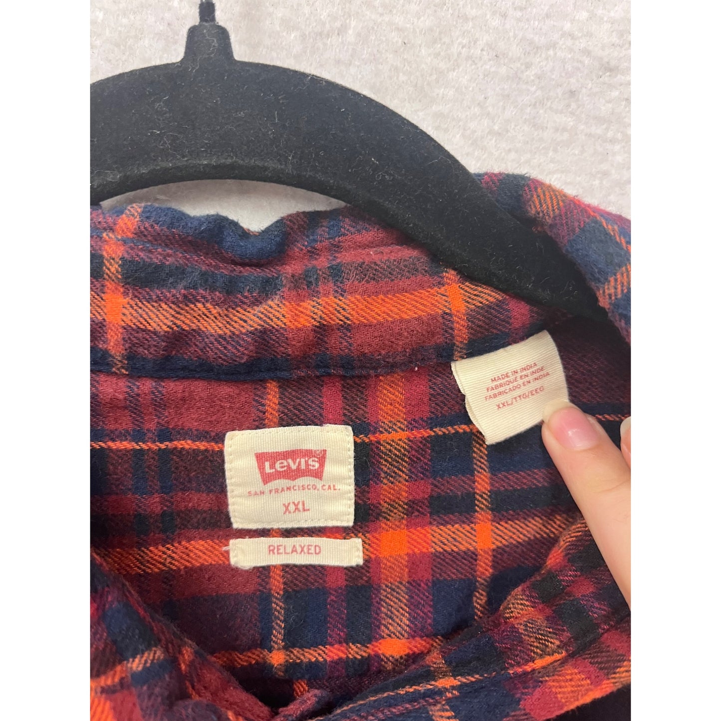 Levis XXL Relaxed Fit Flannel Shirt Red & Navy Plaid #205A