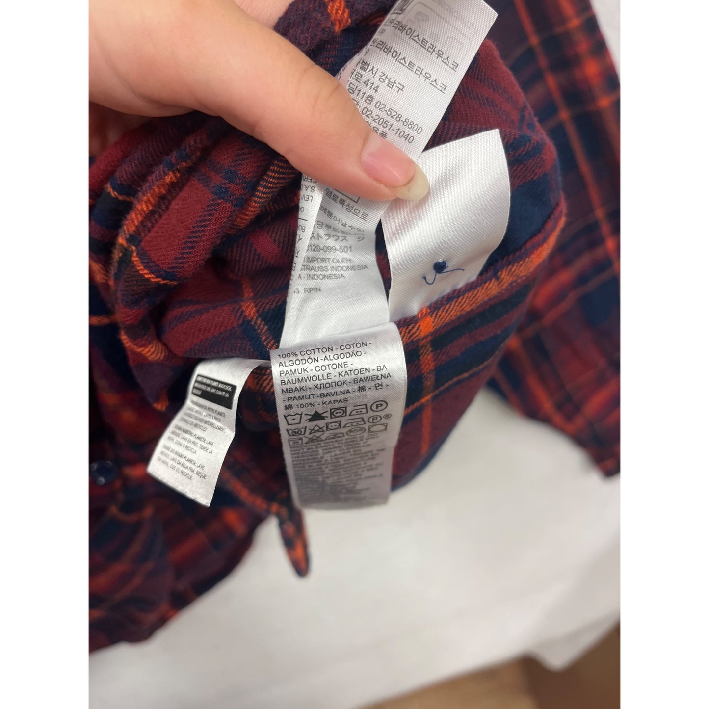 Levis XXL Relaxed Fit Flannel Shirt Red & Navy Plaid #205A