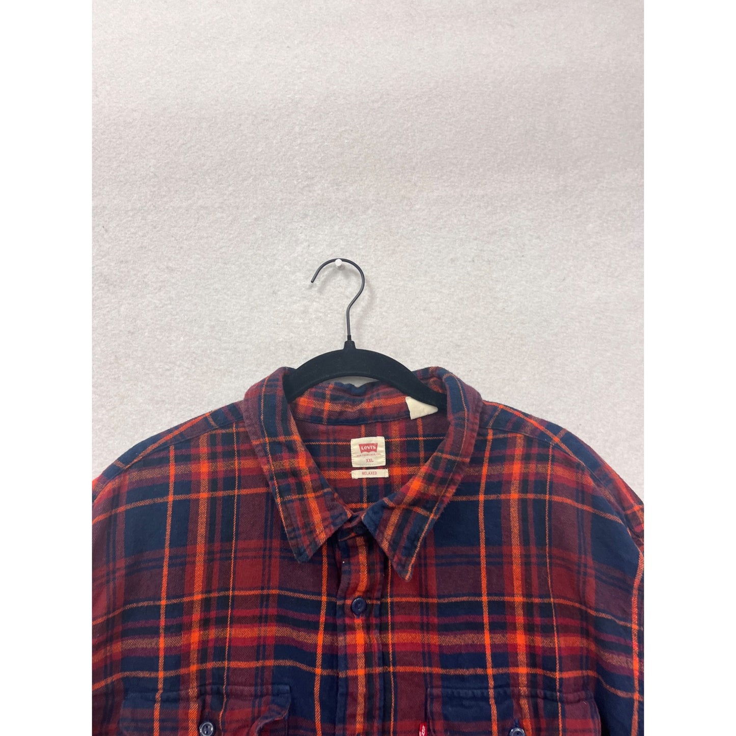 Levis XXL Relaxed Fit Flannel Shirt Red & Navy Plaid #205A