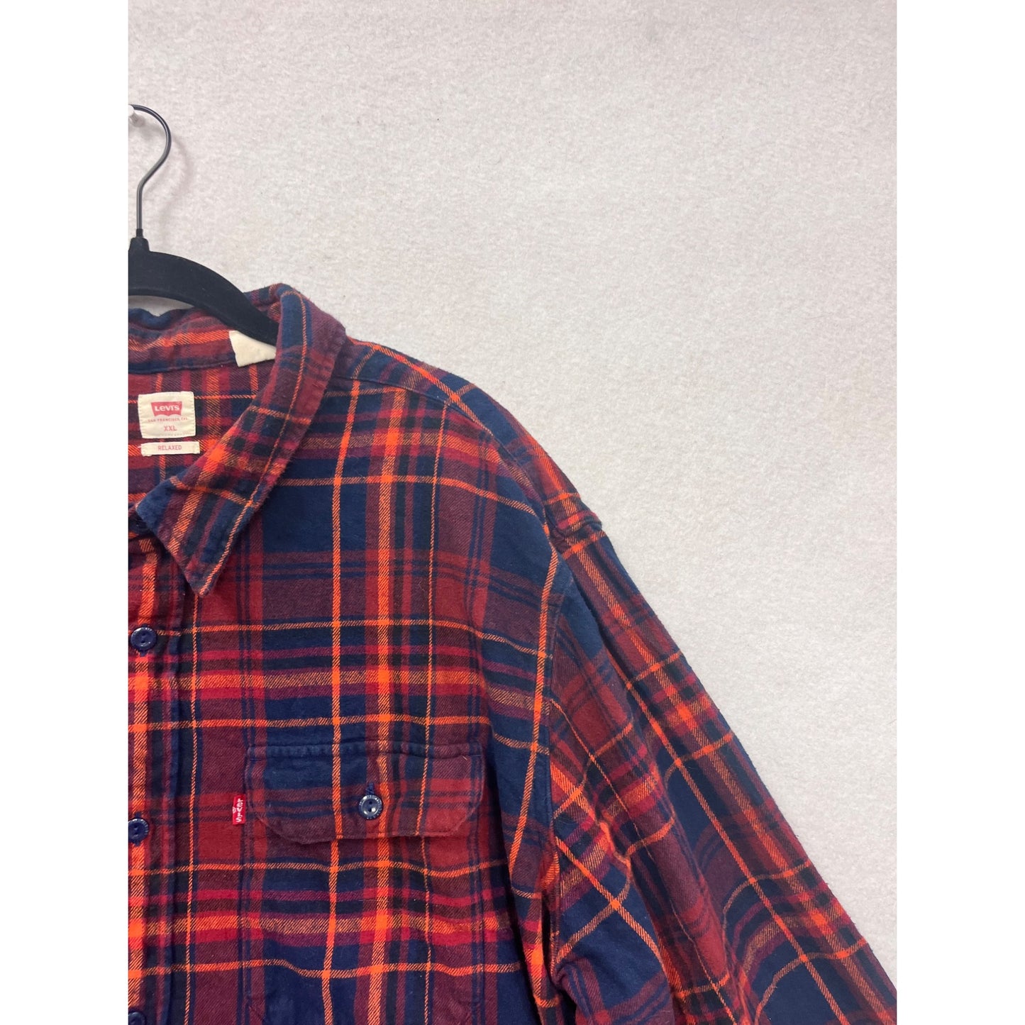 Levis XXL Relaxed Fit Flannel Shirt Red & Navy Plaid #205A