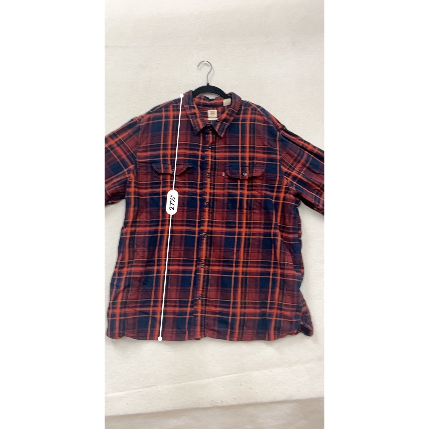 Levis XXL Relaxed Fit Flannel Shirt Red & Navy Plaid #205A