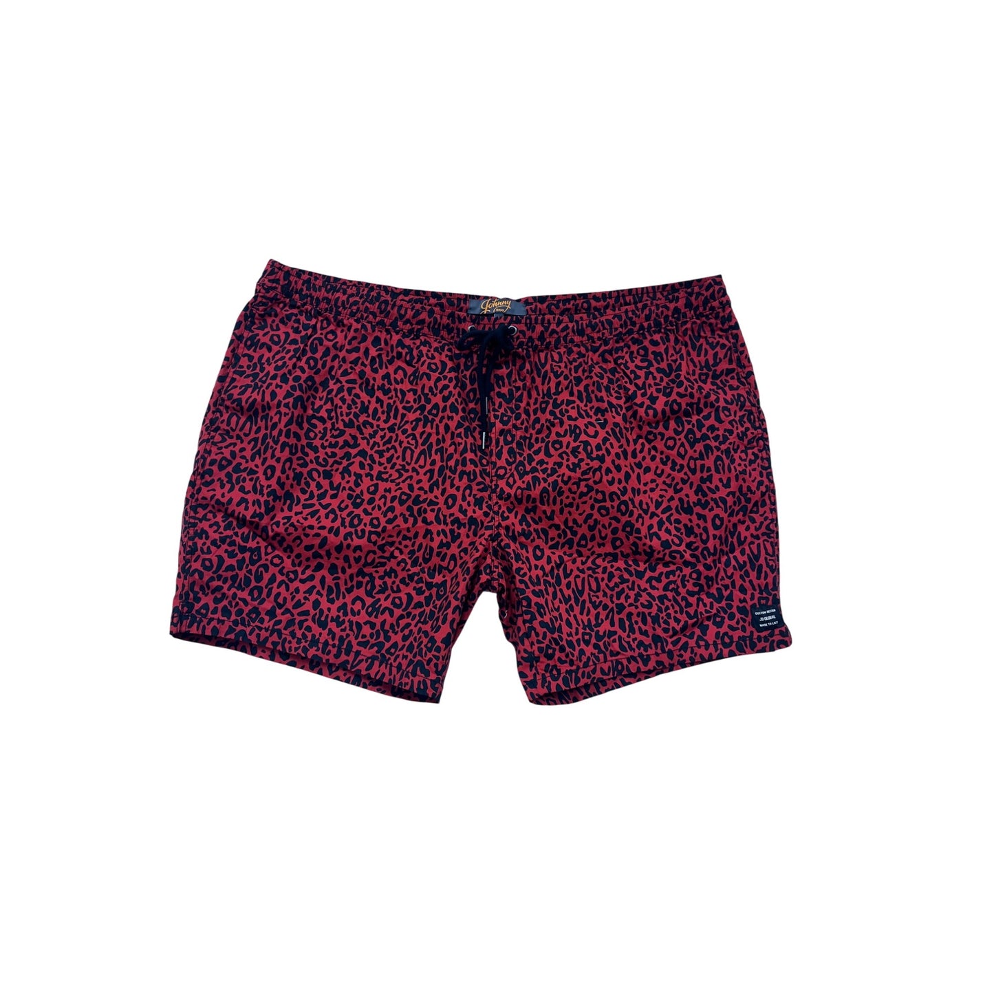 Johnny Bigg Red & Black Leopard Print Swim Shorts Size 48 #452A