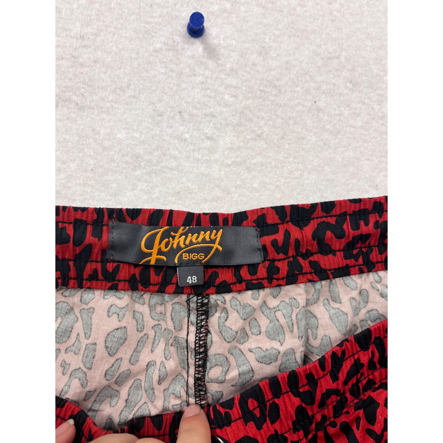 Johnny Bigg Red & Black Leopard Print Swim Shorts Size 48 #452A