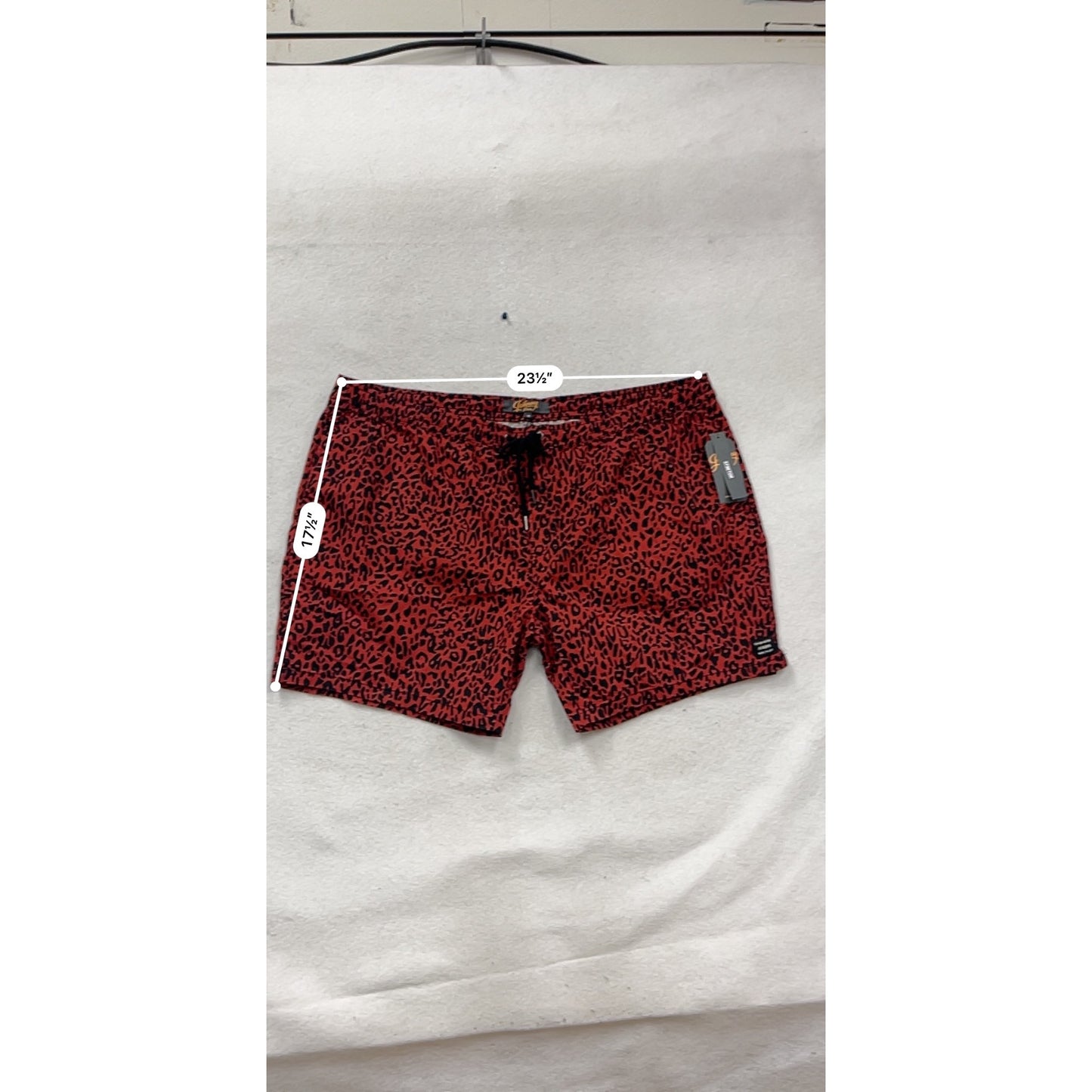 Johnny Bigg Red & Black Leopard Print Swim Shorts Size 48 #452A