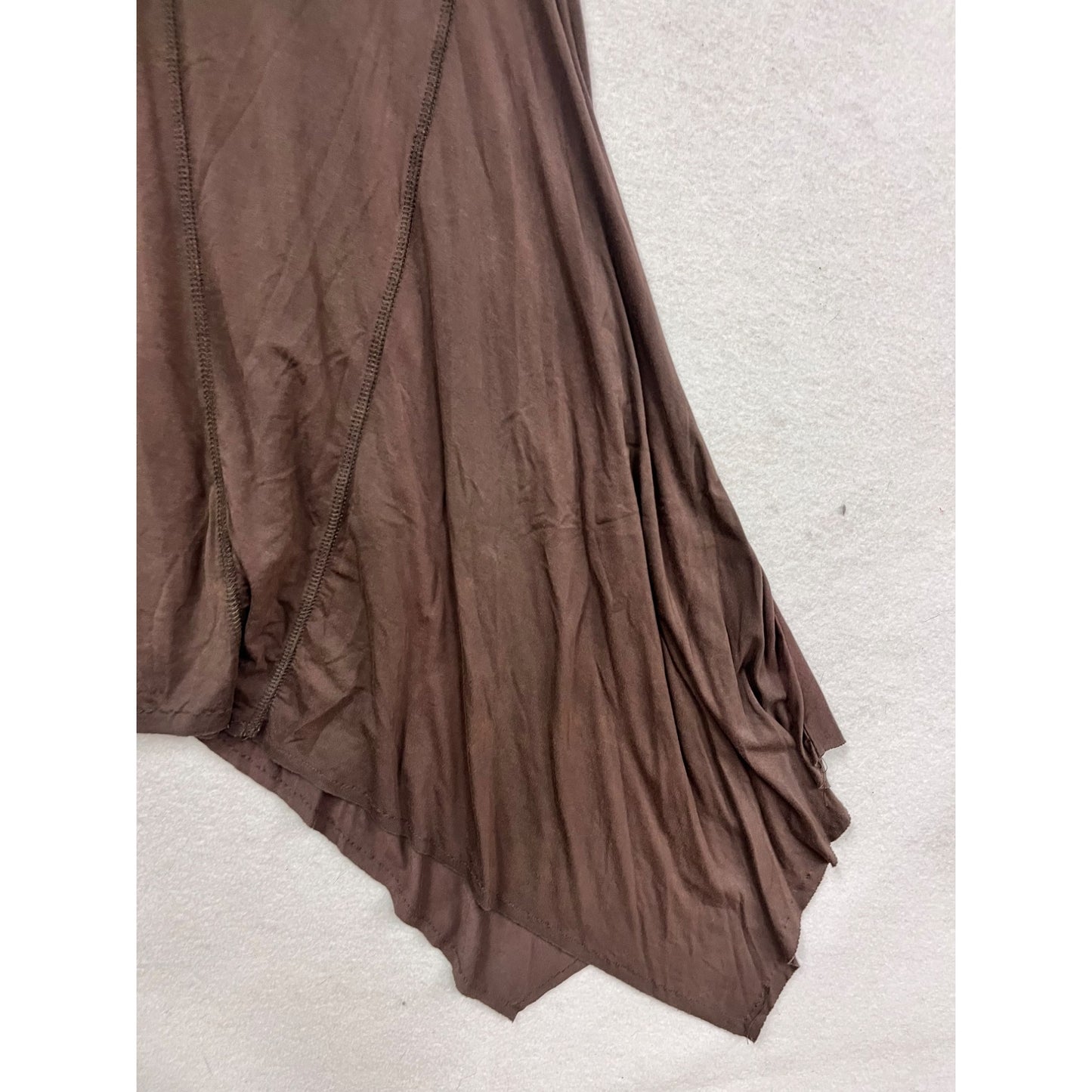 Pol Asymmetrical Sleeveless Tunic Top With Lace Detail S Brown #402A