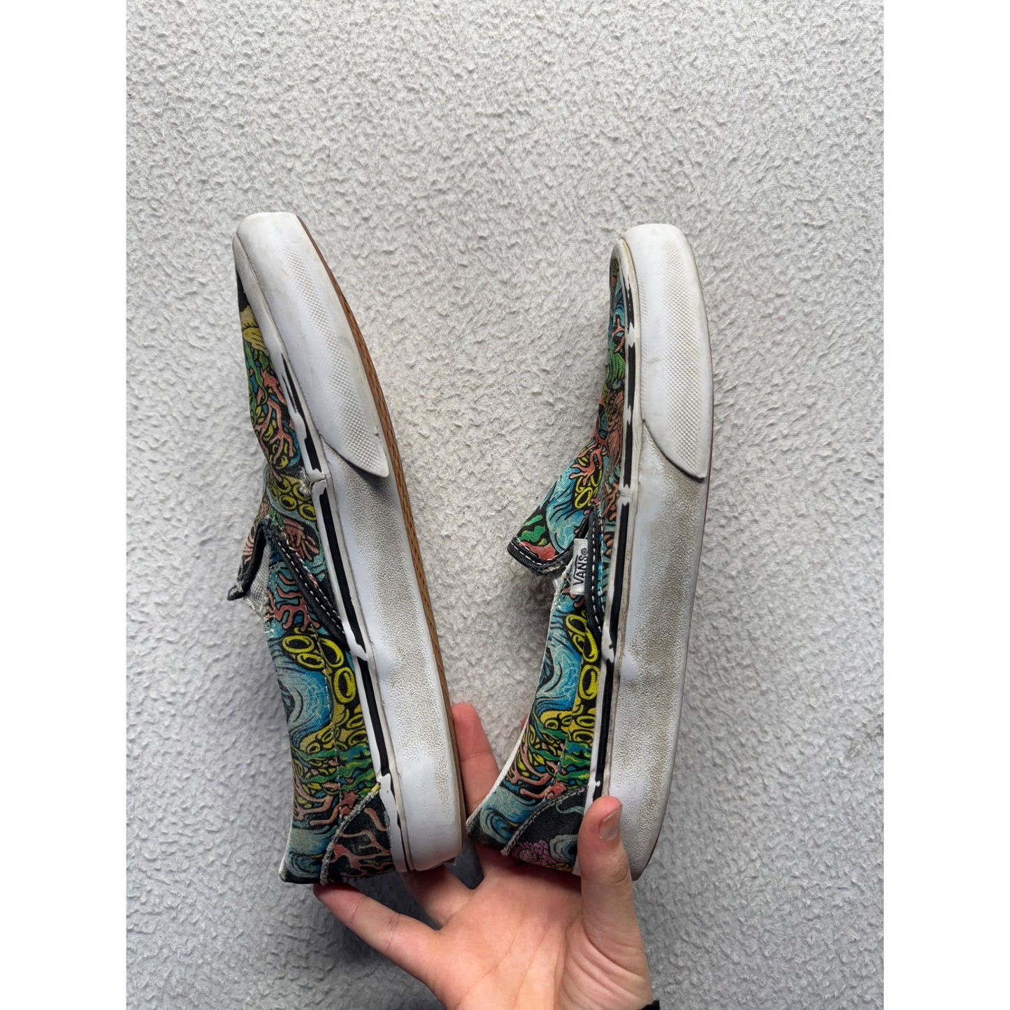 Vans Slip-On Shoes 3Multicolor Dragon Print Size8 #9457