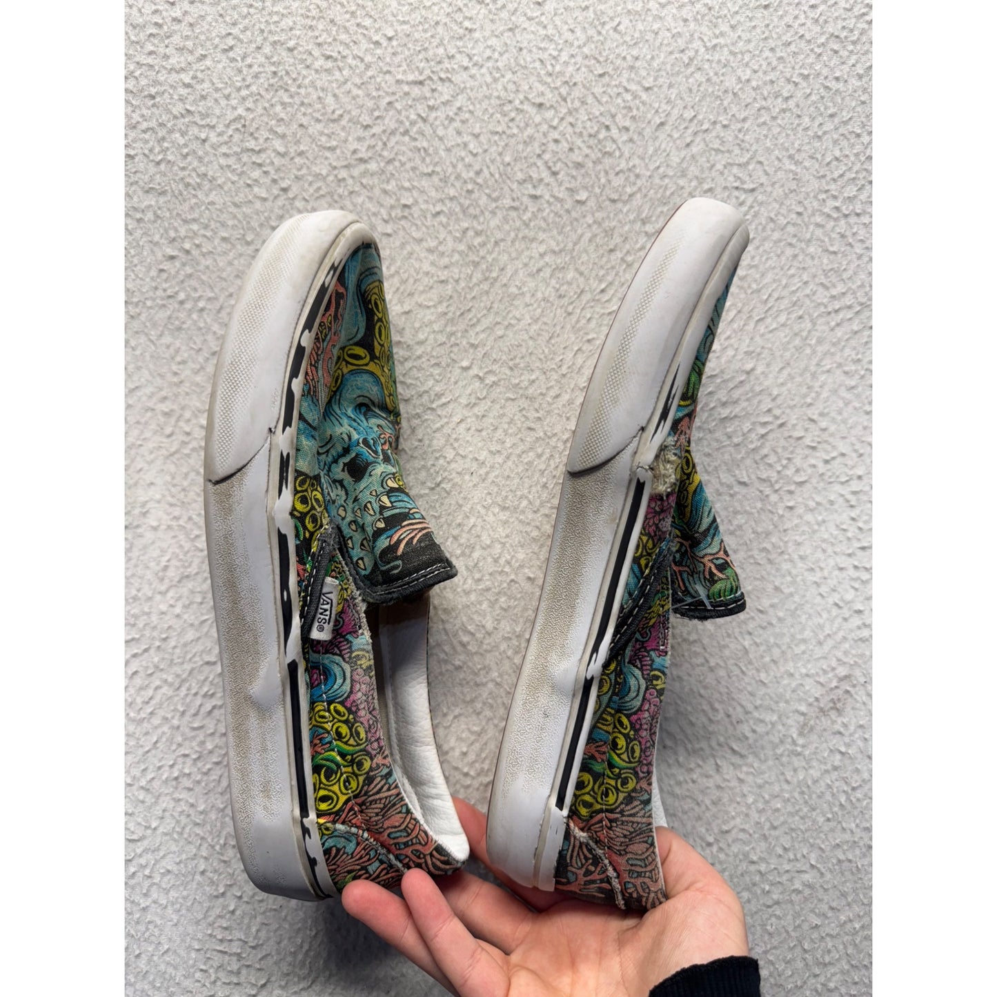 Vans Slip-On Shoes 3Multicolor Dragon Print Size8 #9457