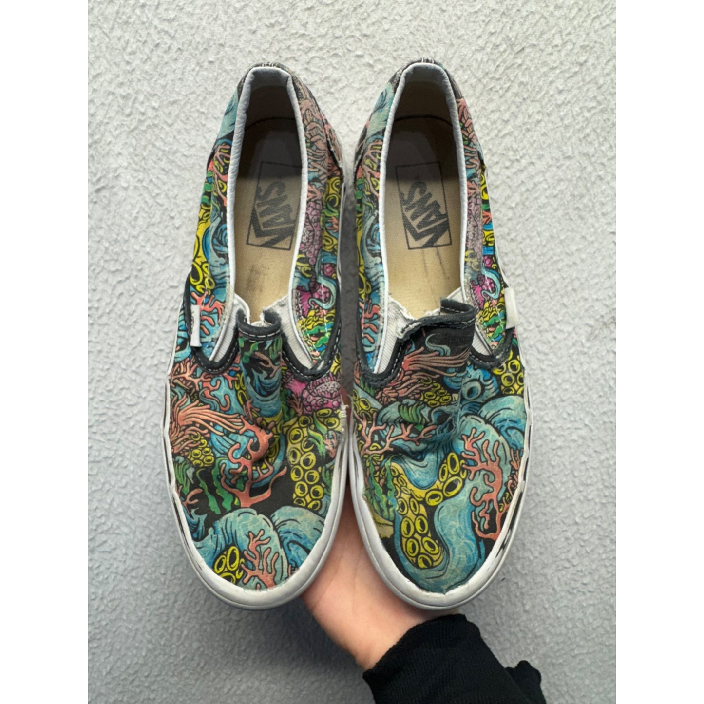 Vans Slip-On Shoes 3Multicolor Dragon Print Size8 #9457