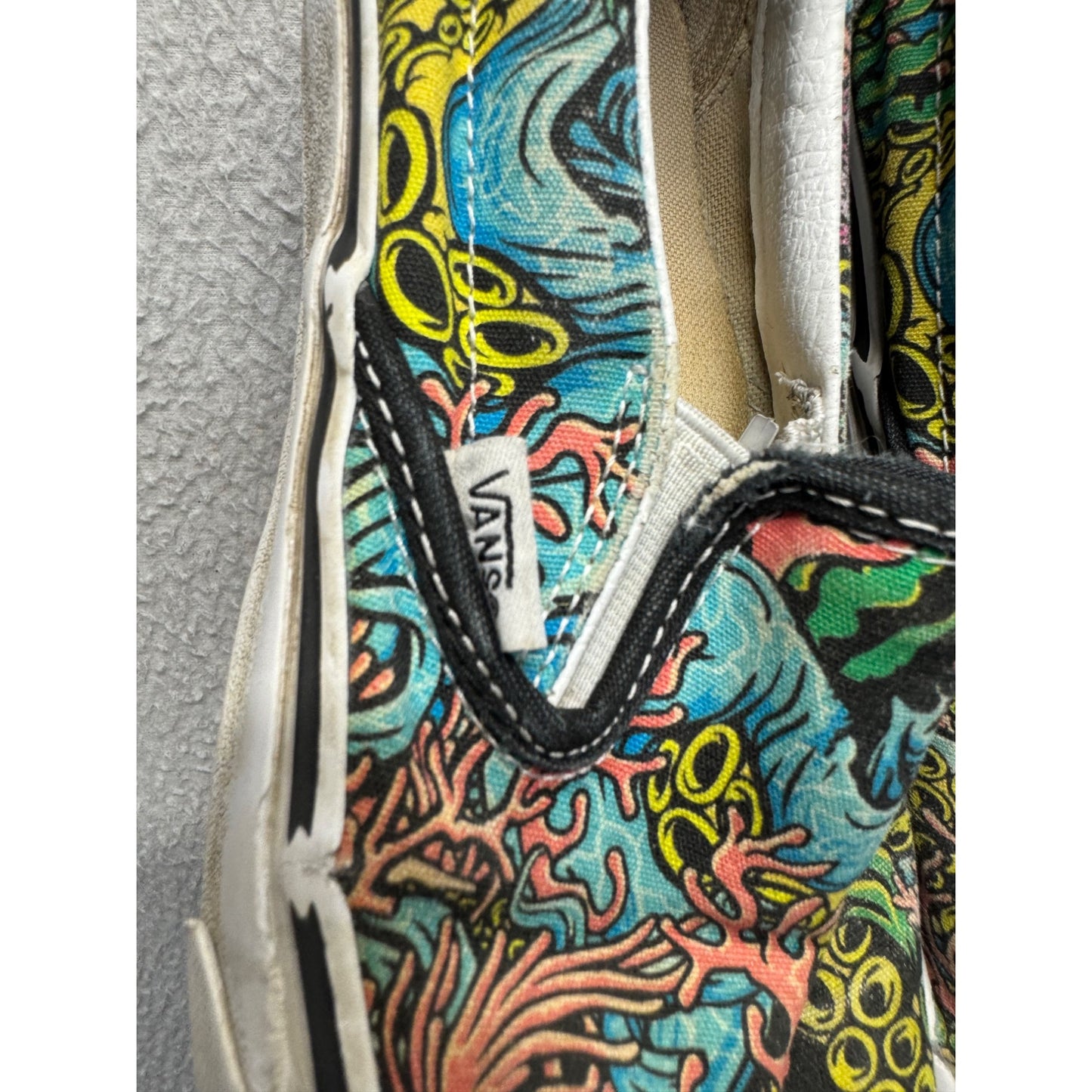 Vans Slip-On Shoes 3Multicolor Dragon Print Size8 #9457