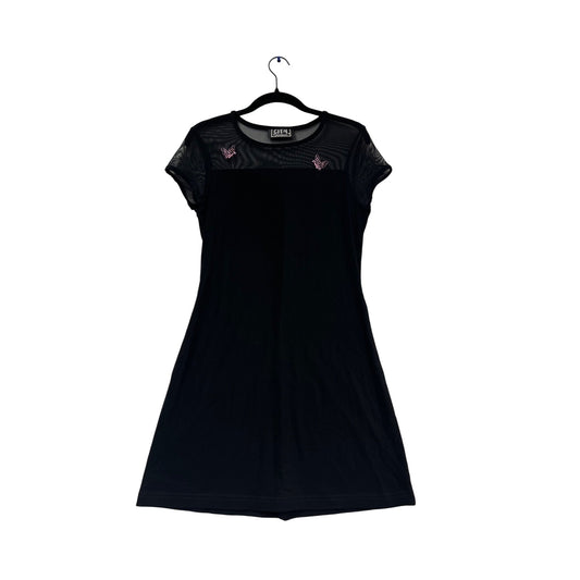 City Triangles Black Mesh Cap Sleeve Butterfly Embroidered A-Line Dress M #145C