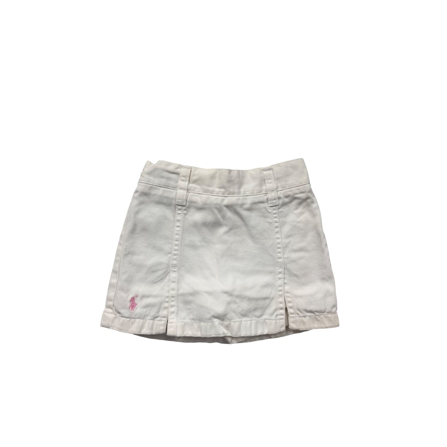 Ralph Lauren Baby Girl 18M White Cotton Skort With Pink Logo Embroidery #8002