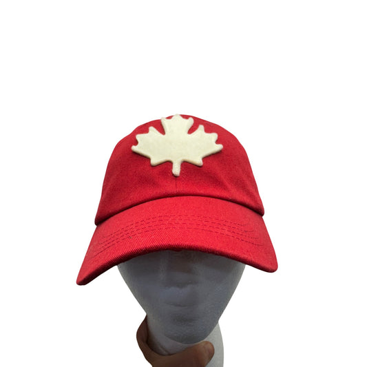 Roots Red Baseball Cap With Maple Leaf Patch & Adjustable Strap #9694