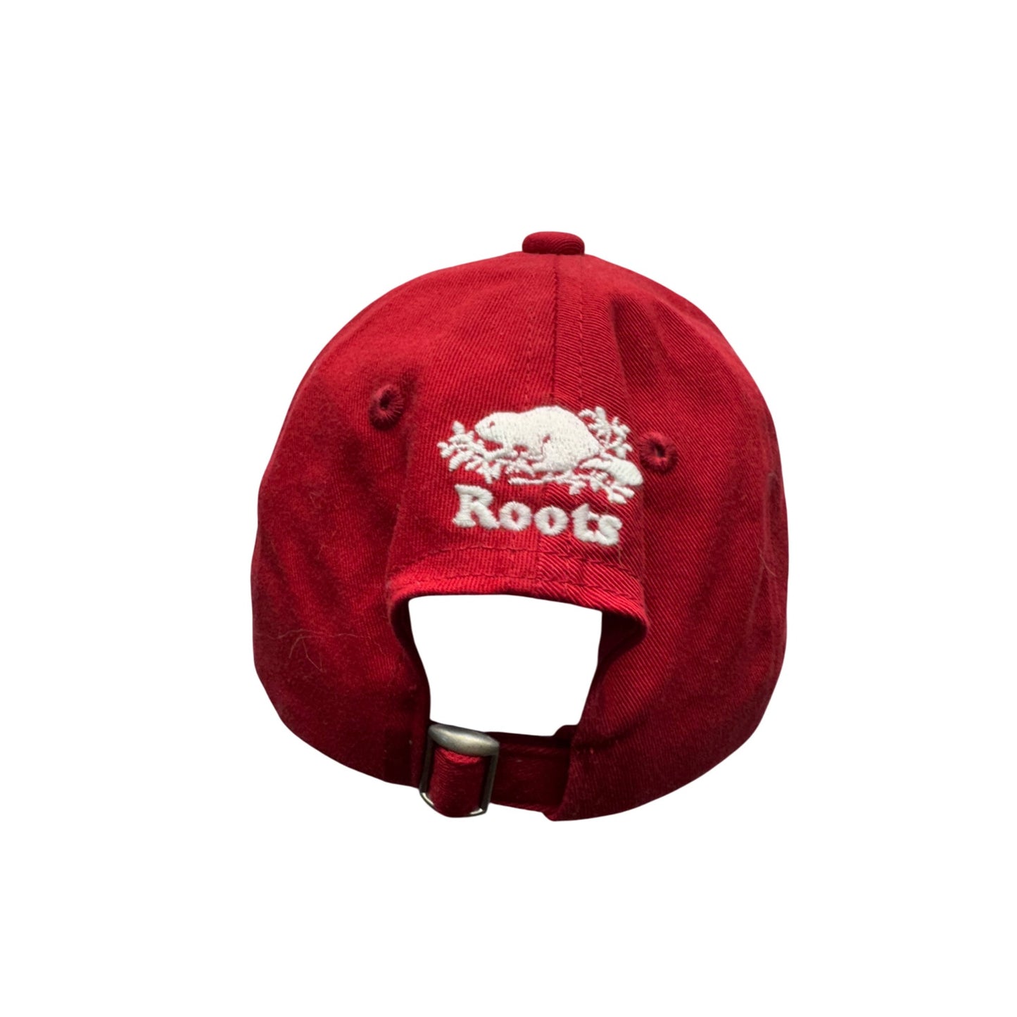 Roots Red Baseball Cap With Maple Leaf Patch & Adjustable Strap #9694
