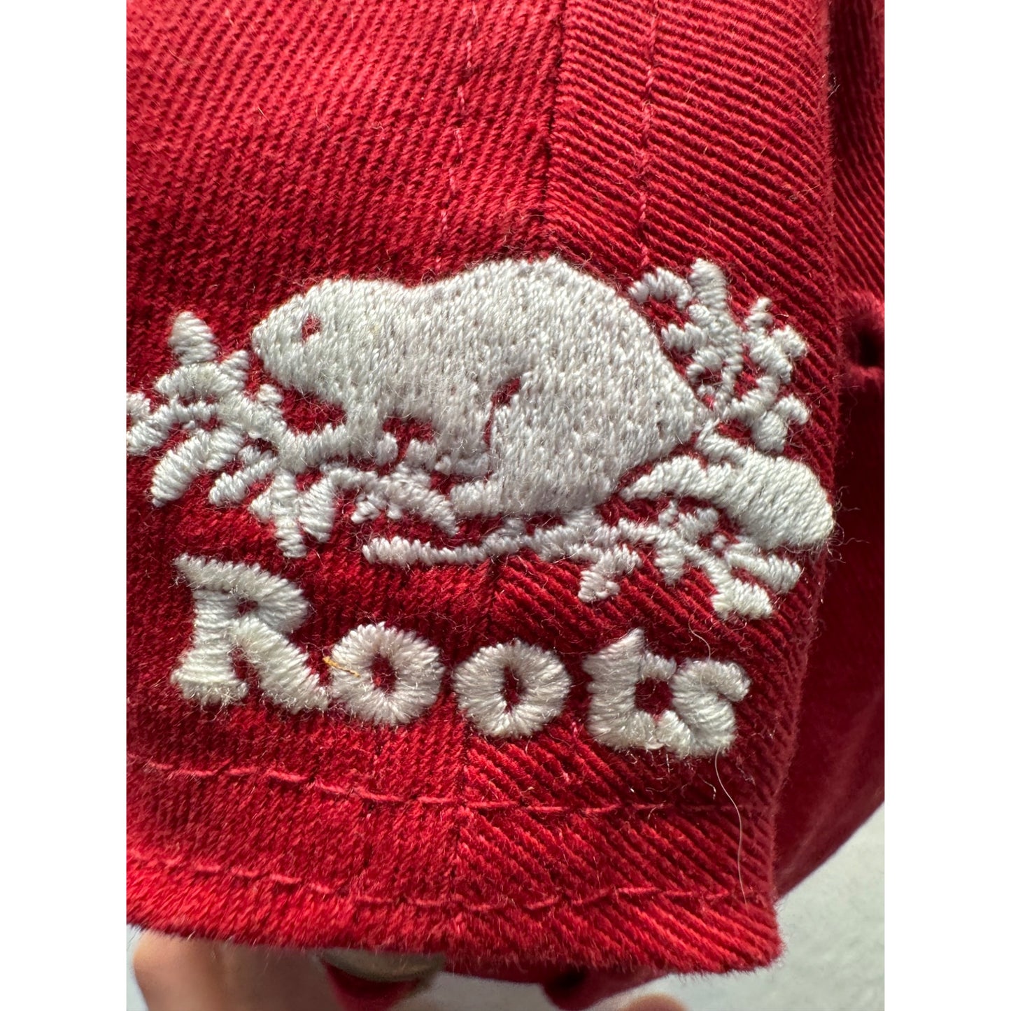 Roots Red Baseball Cap With Maple Leaf Patch & Adjustable Strap #9694